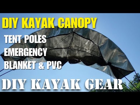 DIY kayak canopy with emergency blanket