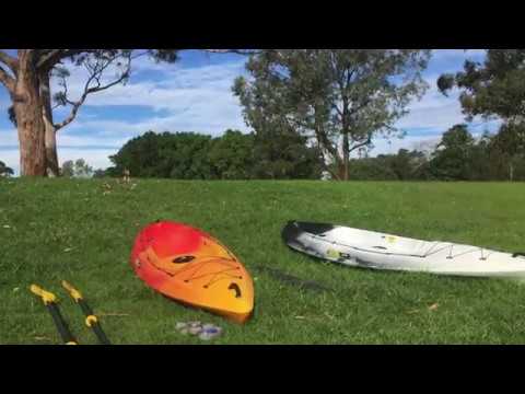Loading two kayaks on roof rack