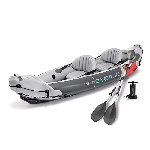 INTEX 2-Person Inflatable Kayak Set, Dakota K2 with 86in Oars and Pump