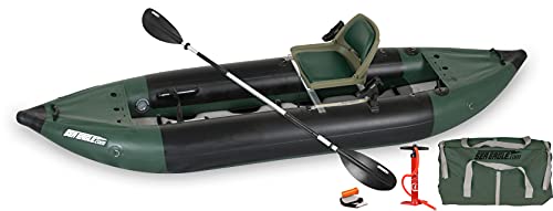 Sea Eagle 350FX Inflatable Explorer 1 Person 11’6” Fishing Kayak Fishing – Fishing, Touring, Camping & Whitewater with 7’10” Paddle, Swivel Seat Fish Rig, FlexBrace, Skeg and SUP Pump