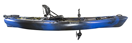 perception Pescador Pilot 12 | Sit on Top Fishing Kayak with Pedal Drive | Adjustable Lawn Chair Seat and Tackle Storage Areas | 12' | Sonic Camo