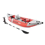 INTEX 68303EP Excursion Pro K1 Inflatable Kayak Set: Includes Deluxe 86in Kayak Paddles and High-Output Pump – SuperTough PVC – Adjustable Bucket Seat – 1-Person – 220lb Weight Capacity