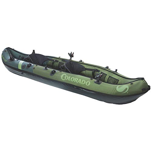 Sevylor Colorado 2-Person Inflatable Fishing Kayak Complete with Paddle & Rod Holders Adjustable Seats and Carry Handle; Kayak Can Fit Trolling Motor