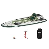 Sea Eagle FS126 12’6” Inflatable FishSUP Fishing Stand-Up Paddleboard w/Paddle(s), Removable Transom, Backpack/Optional Seat - Sit, Stand, Fish, Motor, Troll