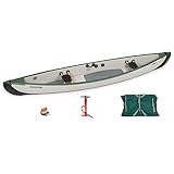 Sea Eagle TC16 Inflatable 16’ High Pressure Drop Stitch Travel Canoe-Wood Web Seats, Pump, Bag and Optional Paddles for Lakes, Rivers & Bays-Easy to Transport, Pack & Stow (TC16 Startup Package)