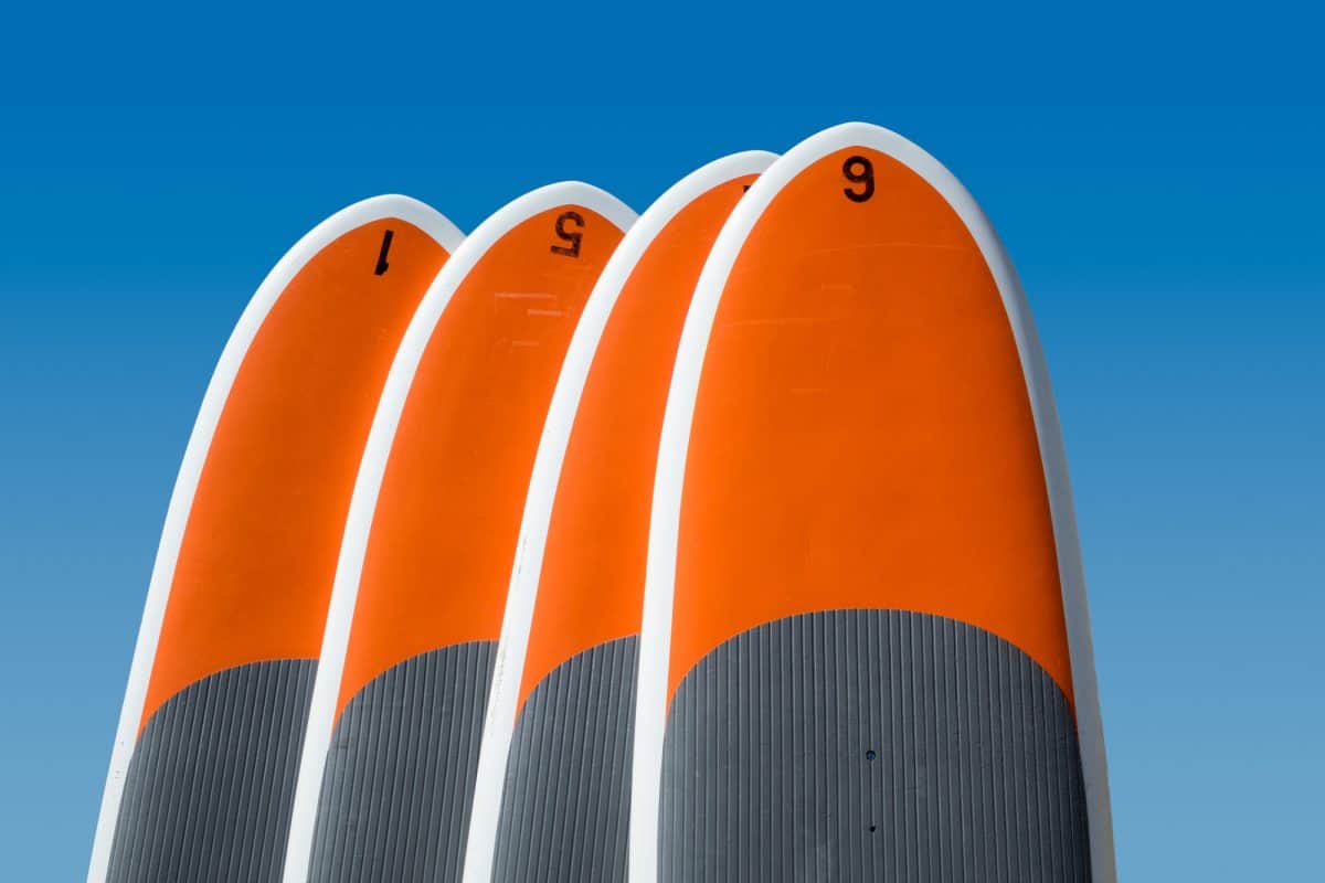 4 Paddle Boards with orange tips