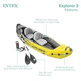 Intex 2-Person Inflatable Kayak Set w/ Pump, Aluminum Oars, Adjustable Seats, Explorer K2 - Tandem Blow-up Raft for Adults, Great for Lakes or Rivers