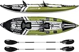 Elkton Outdoors Steelhead Inflatable Fishing Kayak Boat - 2 Person Angler Blow Up Tandem Kayak, Includes Paddles, Seats, Hard Mounting Points, Bungee Storage, Rigid Dropstitch Floor and Spray Guard