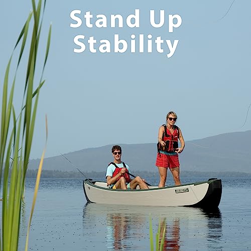 Sea Eagle TC16 Inflatable 16’ High Pressure Drop Stitch Travel Canoe-Wood Web Seats, Pump, Bag and Optional Paddles for Lakes, Rivers & Bays-Easy to Transport, Pack & Stow (TC16 Startup Package)