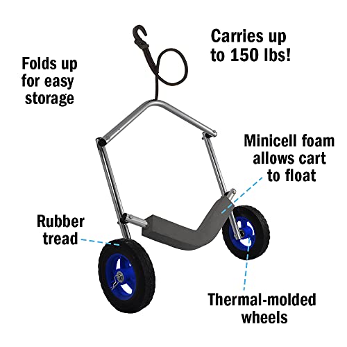 Seattle Sports Paddleboy Peanut Boat Cart End Cart for Kayaks and Canoes Solid Flat-Free Wheels