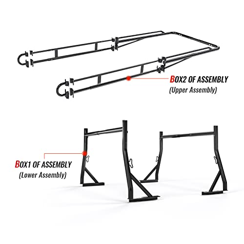 AA-Racks Model X39 Truck Bed Ladder Rack Side Bar with Long Cab Ext (X39-LC-Black)