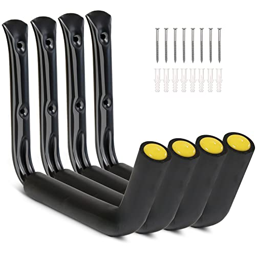 100 LB Capacity (15') Heavy Duty Garage Storage Hooks (4packs) Kayak Storage Hanger Wall Mounted Rack for Hanging Ladders, Bikes