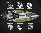 Elkton Outdoors Steelhead Inflatable Fishing Kayak - One-Person Angler Blow Up Kayak, Includes Paddle, Seat, Hard Mounting Points, Bungee Storage, Rigid Dropstitch Floor and Spray Guard