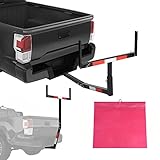 Goplus Pick up Truck Bed Hitch Extender Adjustable Extension Rack w/Flag for Ladder, Rack, Canoe, Kayak, Long Pipes and Lumber (Black)
