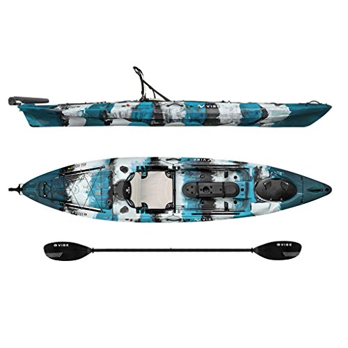 Vibe Kayaks Sea Ghost 130 13 Foot Angler - Single Person, Sit On Top Fishing Kayak with Paddle and Dual Position Hero Seat