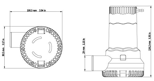 AIRTAK Bilge Pump for Boat DC12V 1500GPH Small Bilge Pump 12 Volt Electric Water Pump Low Noise with The Switch