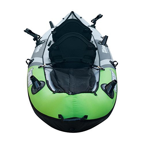 Elkton Outdoors Cormorant 2 Person Tandem Inflatable Fishing Kayak, 10-Foot with EVA Padded Seats, Includes 2 Active Fishing Rod Holder Mounts, 2 Aluminum Paddles, Double Action Pump and More