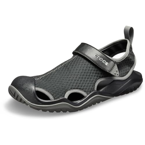 Crocs Men's Swiftwater Mesh Deck Sandals, Black, 7 Men