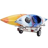 Malone MPG586XJ EcoLight 2 Kayak Trailer with 2 J-Rack Kayak Carriers | 14' / 400 lbs Capacity | Fully Submersible | Marine Grade Galvanized Steel Construction
