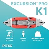 INTEX 68303EP Excursion Pro K1 Inflatable Kayak Set: Includes Deluxe 86in Kayak Paddles and High-Output Pump – SuperTough PVC – Adjustable Bucket Seat – 1-Person – 220lb Weight Capacity