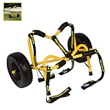 Suspenz Kayak Canoe Transport Trailer, DLX Kayak Cart, Trolley with Airless Wheels and Straps, Weight Capacity 150 lbs, Yellow (22-0044)