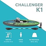 INTEX 68305EP Challenger K1 Inflatable Kayak Set: Includes Deluxe 86in Kayak Paddles and High-Output Pump – Adjustable Seat with Backrest – Removable Skeg – 1-Person – 220lb Weight Capacity