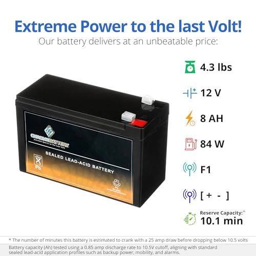 CB CHROMEBATTERY 12V 7AH Sealed Lead Acid (SLA) Rechargeable Battery – F1 Terminal – Deep Cycle Design – for UPS, Alarm Systems, Emergency Lighting, Scooters, Ride-On Toys, Solar & More