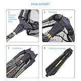 YVLEEN Folding Fishing Net - Foldable Fish Landing Net Robust Aluminum Telescopic Pole Handle and Nylon Mesh 16inch Hoop Size