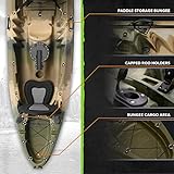 Elkton Outdoors Hard Shell Recreational Tandem Kayak, 2 or 3 Person Sit On Top Fishing Kayak Package with 2 EVA Padded Seats, Includes 2 Aluminum Paddles and Fishing Kayak Rod Holders (Camo)