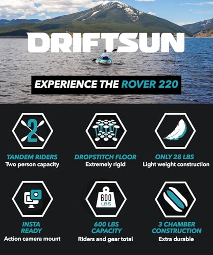 Driftsun Rover Inflatable Kayak - White Water Kayaks for 1 and 2 Person, High Pressure Dropstitch Floor Kayak for Adults with Padded Seats, Action Cam Mount, Aluminum Paddles and Quick Inflate Pump