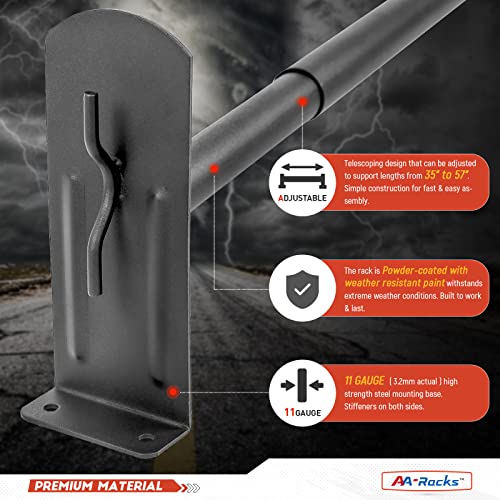 AA-Racks Model DX36 Universal Pickup Truck Cap & Topper 3 Bar Ladder Roof Van Rack System Adjustable Steel Cross Bars - Sandy Black