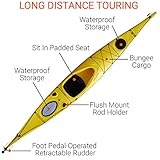 BKC SK287 Angler Touring Kayak – 14.75-Foot Solo Distance Sit-in Travel Kayak for Open Water Paddling, Collapsible Paddle Included