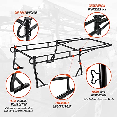 AA-Racks Model X39 Truck Bed Ladder Rack Side Bar with Long Cab Ext (X39-LC-Black)