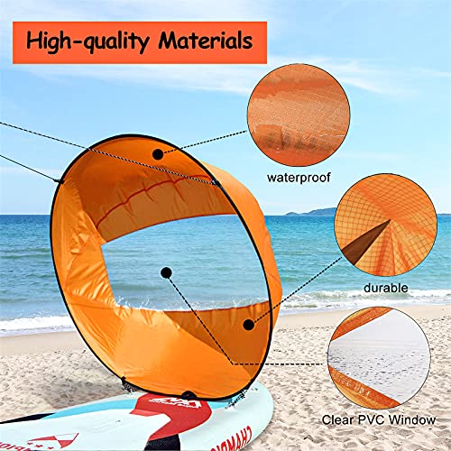 Cozylive, Large 46In Kayak Downwind Sail, Inflatable KayakBoat Tandem Kayak Paddle Accessories,Instant Popup Sail with Kayak Downwind Wind Sail Clear Window and Storage Bag,Compact & Portable, Green