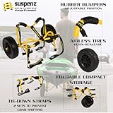 Suspenz Kayak Canoe Transport Trailer, DLX Kayak Cart, Trolley with Airless Wheels and Straps, Weight Capacity 150 lbs, Yellow (22-0044)