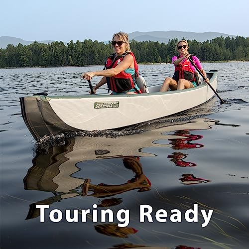 Sea Eagle TC16 Inflatable 16’ High Pressure Drop Stitch Travel Canoe-Wood Web Seats, Pump, Bag and Optional Paddles for Lakes, Rivers & Bays-Easy to Transport, Pack & Stow (TC16 Startup Package)