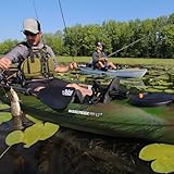 Pelican - Basscreek 100XP Fishing Kayak - Sit-On-Top Kayak - Lightweight one Person Kayak - 10 ft,Olive Camo