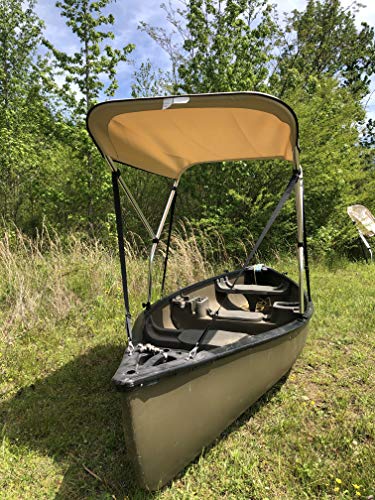 Beige 2' by 5' Sun Shade/Canopy/Umbrella for Canoe/Kayak by Cypress Rowe Outfitters, Blocks UV, Rain