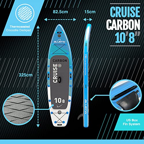 Bluefin SUP Inflatable Stand Up Paddle Board | 6” Thick | Kayak Conversion Kit | All Accessories | Multiple Sizes: Kids, 10’8, 12’, 15' (Carbon 10'8