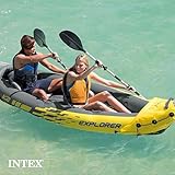 Intex 2-Person Inflatable Kayak Set w/ Pump, Aluminum Oars, Adjustable Seats, Explorer K2 - Tandem Blow-up Raft for Adults, Great for Lakes or Rivers