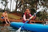 Pelican Solo 6 Feet Sit-on-top Youth Kayak Kids Kayak|Perfect for Kids Comes with Kayak Accessories, Paddle and Safety Flag and Backrest, Cyan Blue