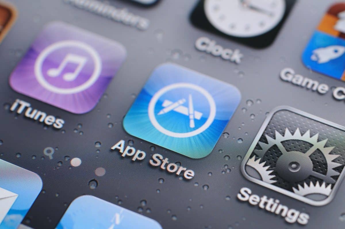 Close up of phone showing the app store icon