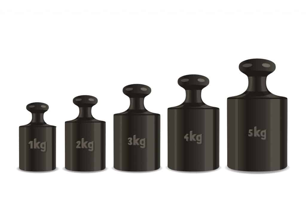 Kayak weight - calibration weights on a white background.