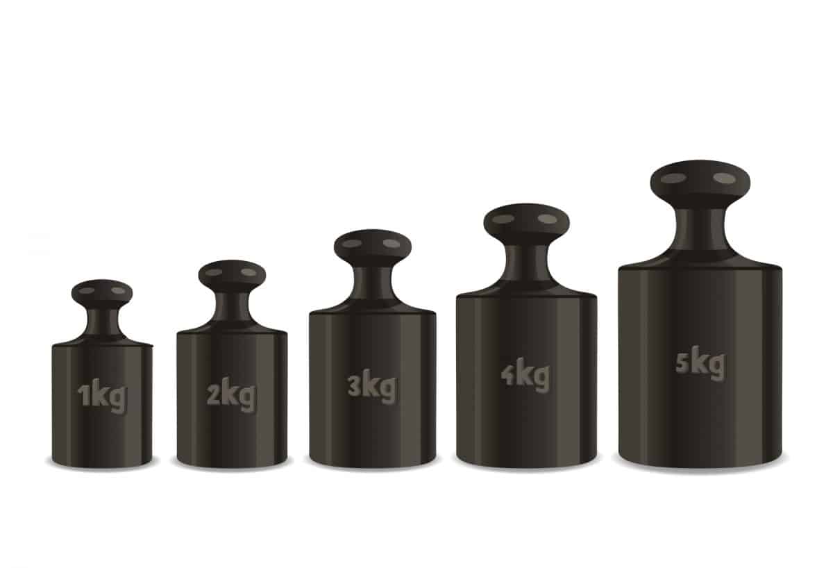 Kayak weight - calibration weights on a white background.