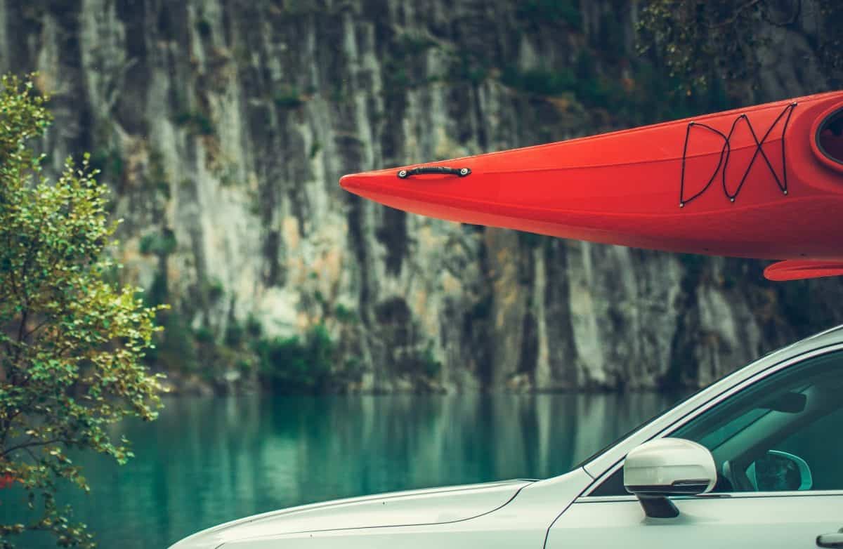 Red Kayak on the Car Roof Rack