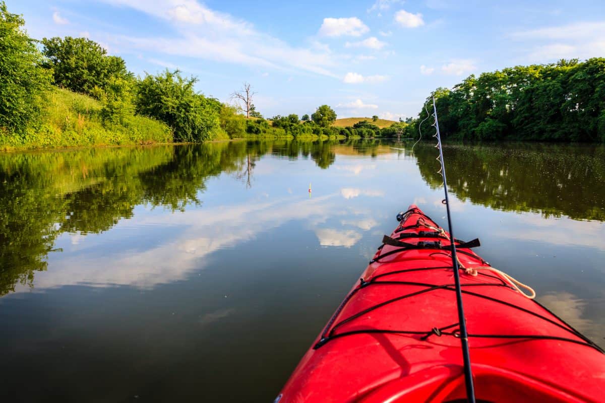 fishing from a kayak on a lake