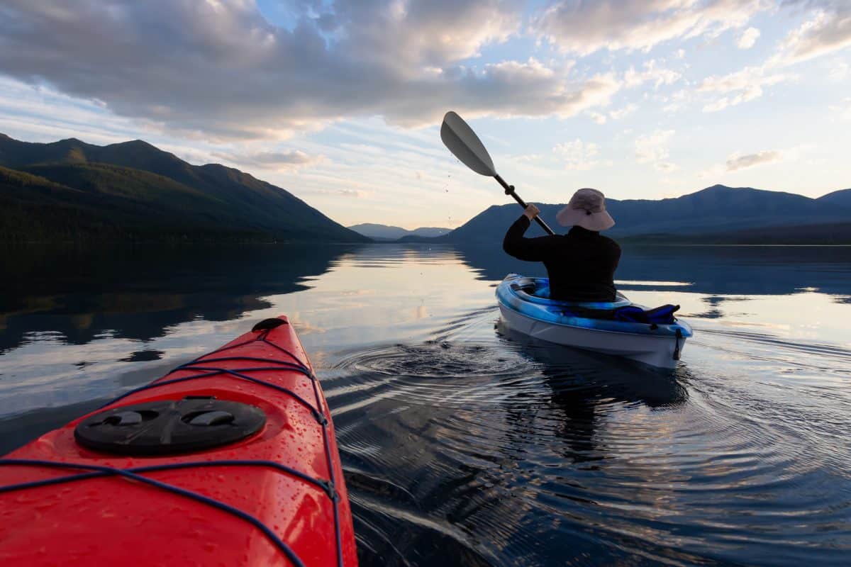 two paddler in sit on top kayaks for lakes