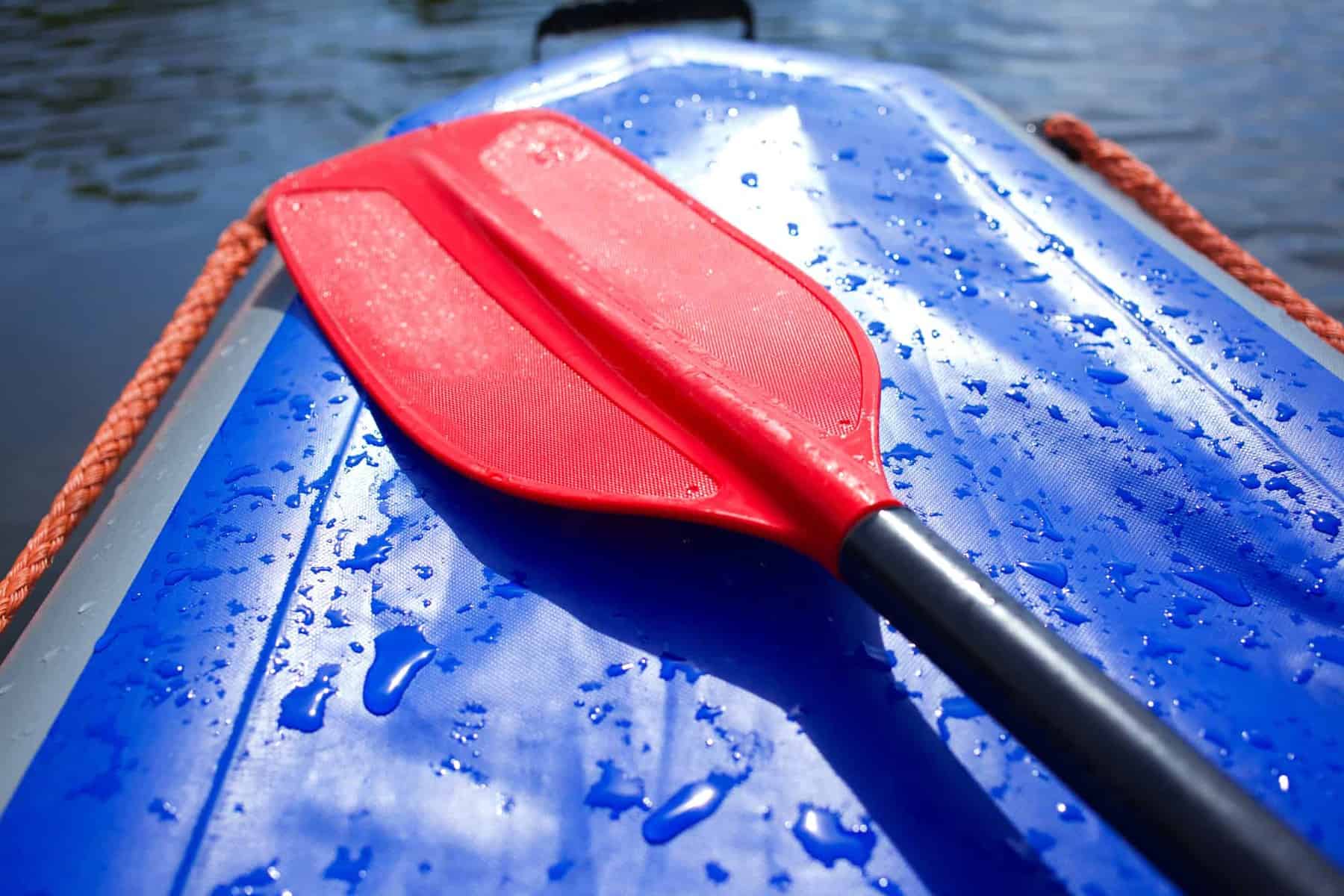 Kayak Padddle Size - red paddle on blue kayak