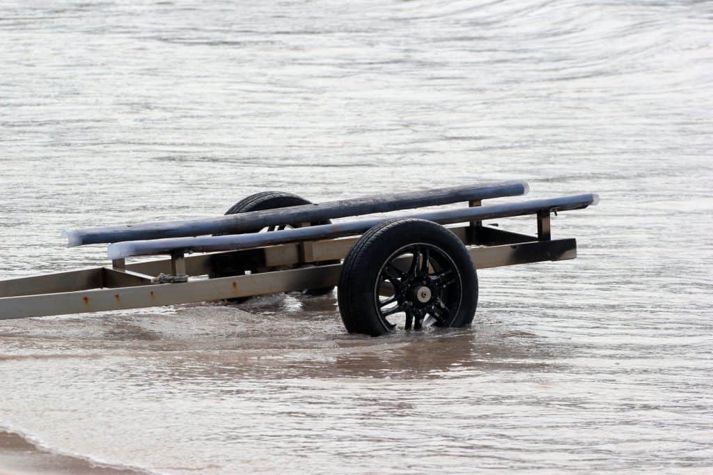 heeled Trailer for small boats and kayaks in the water