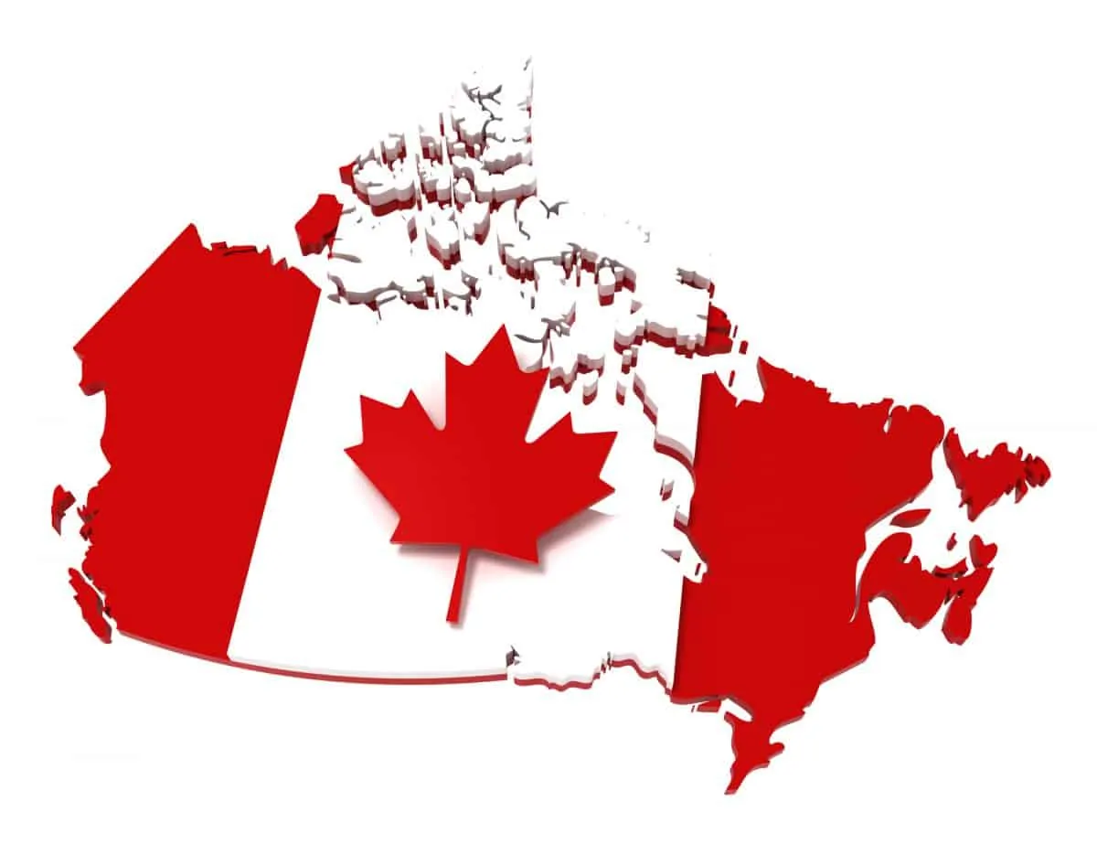 BUI - Canada, map with flag, clipping path, isolated on white, 3d illu